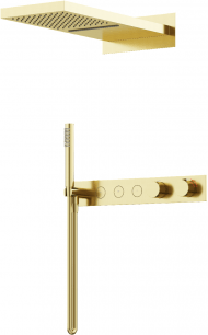Душевой комплект с термостатом SANCOS Linn, с внутренней частью, брашированное золото, PVD покрытие, SC9023BG Душевой комплект с термостатом SANCOS Linn, с внутренней частью, брашированное золото, PVD покрытие, SC9023BG
