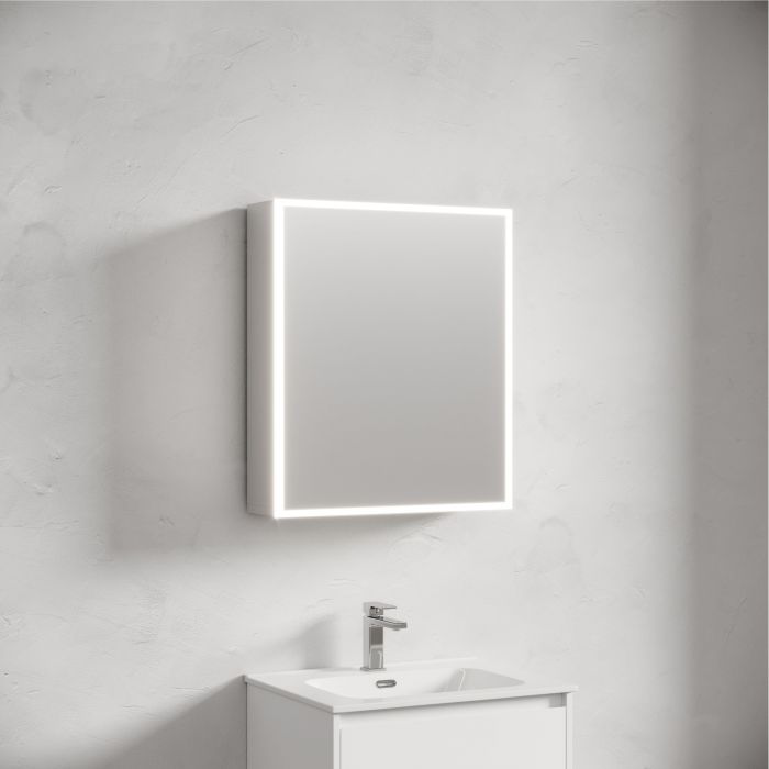 Зеркальный шкаф SANCOS для ванной комнаты из алюминия SANCOS Evoke 600x700х136 мм, с LED подсветкой, SC8060