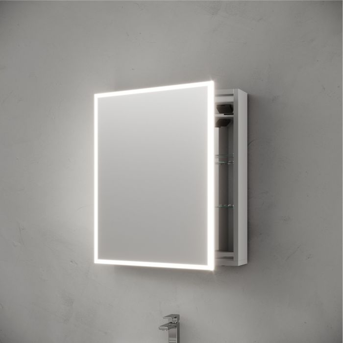 Зеркальный шкаф SANCOS для ванной комнаты из алюминия SANCOS Evoke 600x700х136 мм, с LED подсветкой, SC8060